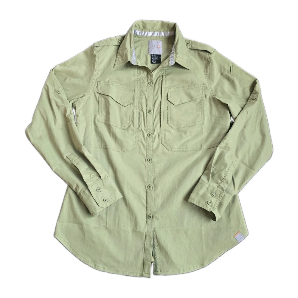 5.11 Tactical Women's Small Sage Green Utility Button Front Shirt Roll Tab